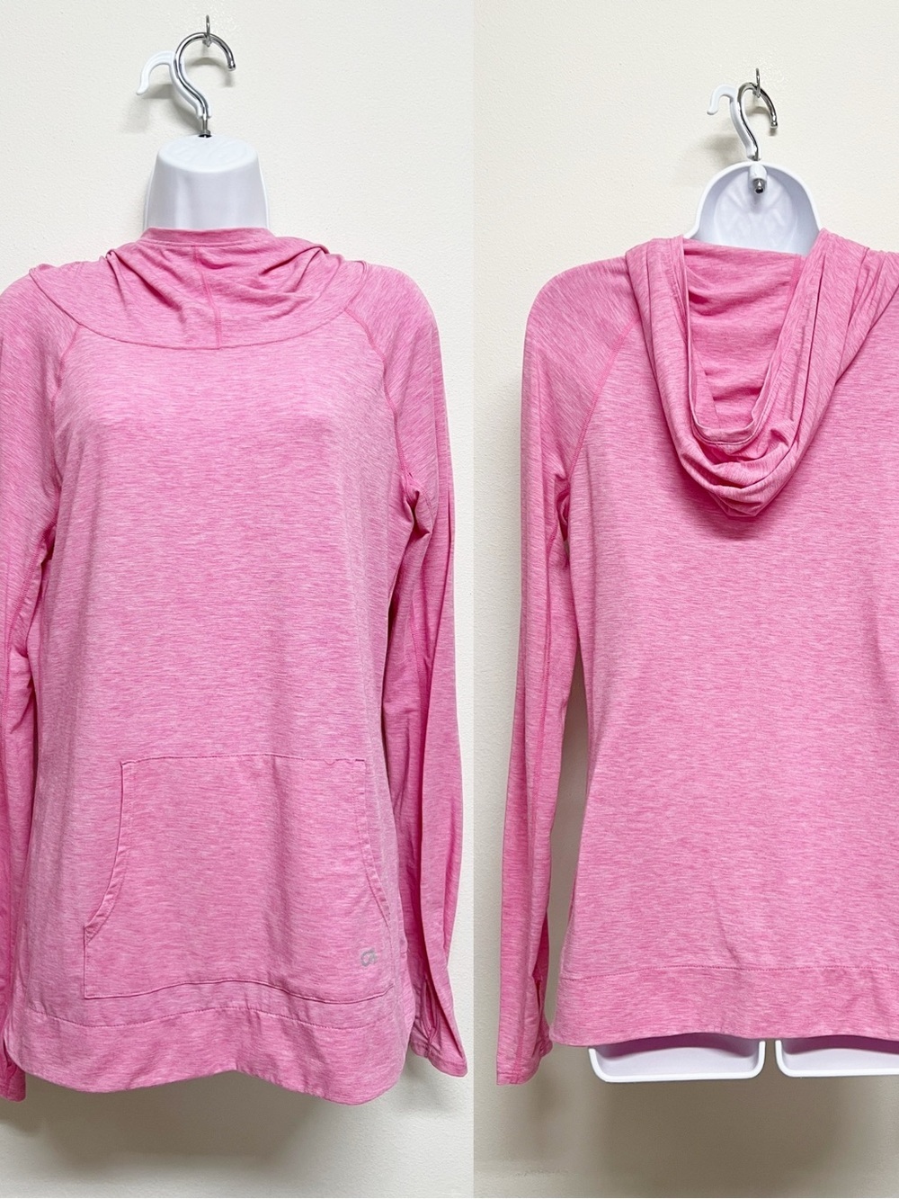 GapFit Womens Neon Double Pink Breathe Lightweight Knit Long Sleeve Hoodie